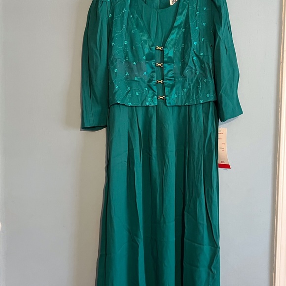 Peri Petites vintage green dresss Long sleeves size 6 - Picture 3 of 15